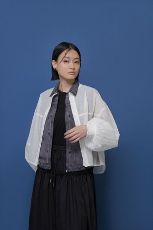 画像6: ●期間限定/ご予約10倍ポイント●【1/23 CYAN TOKYO】デニム転写シフォンベスト（予約/4-5）