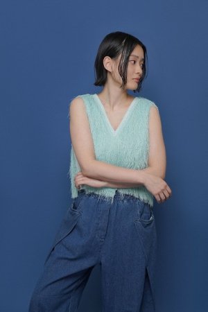 画像1: ●期間限定/ご予約10倍ポイント●【1/23 CYAN TOKYO】サイドリブシャギーベスト（予約/4-5）