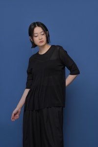 ●期間限定/ご予約10倍ポイント●【1/23 CYAN TOKYO】アシメギャザーチュールTOPS（予約/4-5）