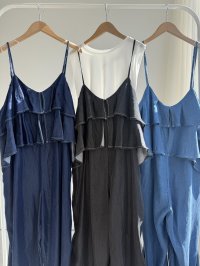 ●数量限定/メーカー在庫限り●【2/14LIVE】テンセルデニムフリルオールインワン