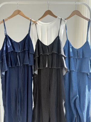 画像1: ●数量限定/メーカー在庫限り●【2/14LIVE】テンセルデニムフリルオールインワン