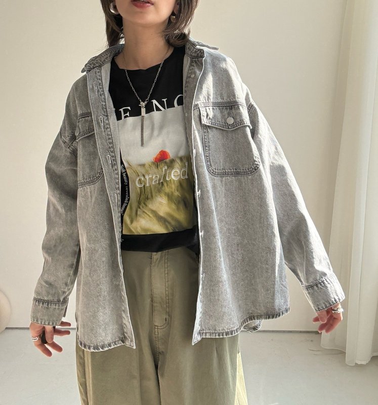 画像2:  追加生産決定！   生産枠限り    【8/8 LIVE】】●デニムシャツライクジャケット（グレー）（予約/9月） (2)