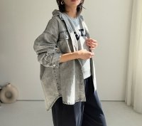 ●即完売！リクエストにお応えして！奇跡の再生産決定 !！●期間限定ご予約10倍ポイント●【3/11 LIVEアイテム】●デニムシャツライクジャケット（グレー）（予約/7月）
