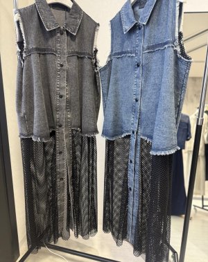 画像4: ●期間限定ご予約5倍ポイント●【3/25LIVEアイテム】デニムメッシュ切替ジレワンピ（予約/5月）