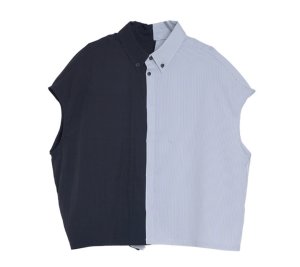 画像1: ●期間限定ご予約5倍ポイント●【3/25LIVEアイテム】アシメデザインバイカラーシャツ（予約/5月）