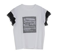 ●期間限定ご予約5倍ポイント●【3/25LIVEアイテム】メッシュ切替デザインロゴトップス（予約/5月）