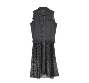 画像2: ●期間限定ご予約5倍ポイント●【3/25LIVEアイテム】デニムメッシュ切替ジレワンピ（予約/5月）