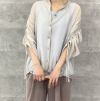 ●期間限定●ご予約5倍ポイント●【4/3LIVEアイテム】ギャザースリーブシアーブラウス（予約/5月）
