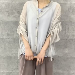 画像1: ●期間限定●ご予約5倍ポイント●【4/3LIVEアイテム】ギャザースリーブシアーブラウス（予約/5月）