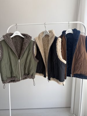 画像19: ●期間限定●ご予約10倍ポイント●【4/11LIVEアイテム】リバーシブルボアパデッドベスト（予約/9-10月）