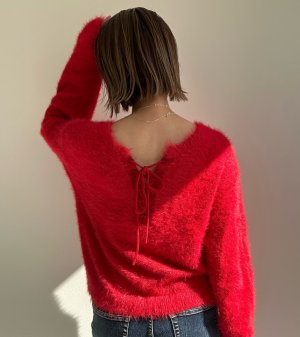 画像1: ●期間限定●ご予約10倍ポイント●【4/11LIVEアイテム】2WAYシャギーレースアップニット（予約/9-10月）