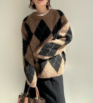 画像2: ●期間限定●ご予約10倍ポイント●【4/11LIVEアイテム】アーガイル2WAYニットカーディガン（予約/9-10月）