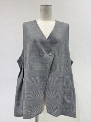 画像2: ●期間限定●ご予約10倍ポイント●【4/18LIVEアイテム】CYAN TOKYO ●アームプリーツグレンチェックベスト（予約/8-9月）