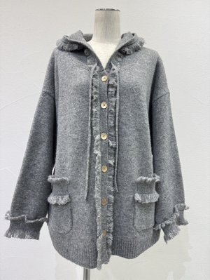 画像7: ●期間限定●ご予約10倍ポイント●【4/18LIVEアイテム】CYAN TOKYO ●トリムフリンジニットフーディ（予約/9-10月）