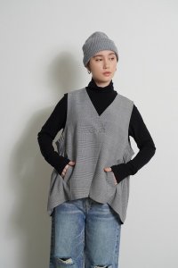 ●期間限定●ご予約10倍ポイント●【4/18LIVEアイテム】CYAN TOKYO ●アームプリーツグレンチェックベスト（予約/8-9月）