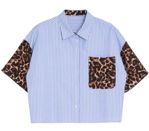 画像1: ●期間限定●ご予約5倍ポイント●【4/28 LIVEアイテム】●ストライプ×レオパードデザインシャツ（予約/6月）