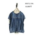 画像4: ●期間限定●ご予約5倍ポイント● ayane 【5/18 LIVEアイテム】ダンガリーノーカラーフレンチスリーブブラウス（予約/8-9月） (4)