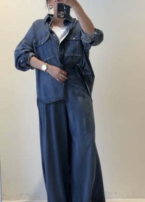 画像2: ●期間限定●ご予約5倍ポイント● ayane 【5/18 LIVEアイテム】ダンガリーサイドガセットワイドパンツ（予約/8-9月）