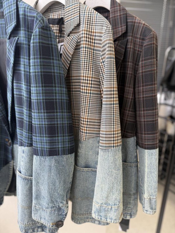 画像19:  期間限定/ご予約5倍ポイント   生産枠限り   ●デニムドッキングチェックジャケット（予約/10月） (19)