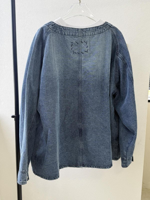 画像3:  期間限定/ご予約   生産枠限り    【8/19展示会LIVE】ノーカラーデニムシャツジャケット（予約/9-10月） (3)