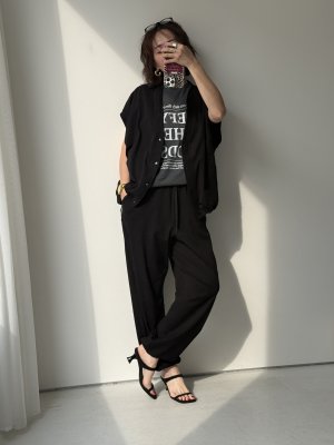 画像4: ●おすすめ！ウエスト130cm超え！●あの！LYLA Tの生地で出来たセットアップシリーズ●期間限定●ご予約5倍ポイント● 【7/1 LIVEアイテム】伸び伸びLYLAジョグパン（LYLA Tの生地でできたセットアップシリーズ/セットアップ可能）（予約/8月）