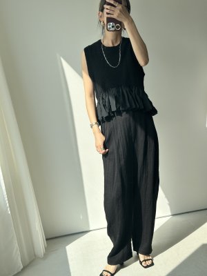 画像3: ●SALE●二の腕えぐり取るベストジャケットとセットアップ可能【7/8 LIVEアイテム】●あの!!カーブパンツがセットアップに◎リネンミックスカーブパンツ（SETUP可能）