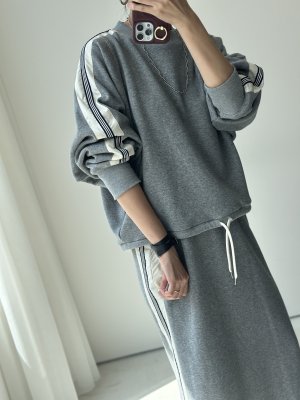 画像6: ●期間限定/ご予約10倍ポイント●【7/11 LIVEアイテム】ラインデザインストレッチ裏起毛プルオーバー（予約/10-11）