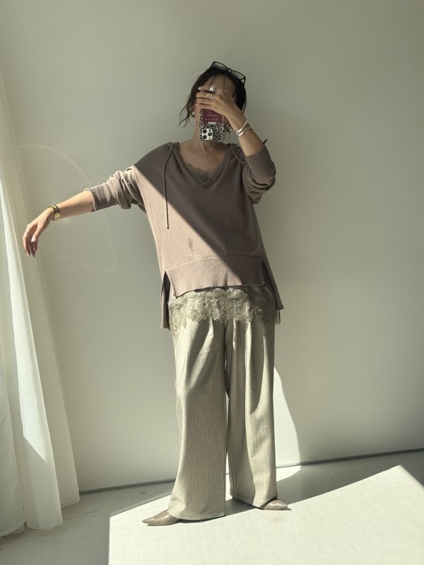画像10:  期間限定/ご予約10倍ポイント    【8/6 LIVE】ヘリンボーンタックパンツ（予約/10-11月） (10)