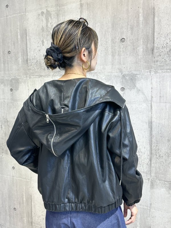 画像7:  期間限定/ご予約   生産枠限り    【8/19展示会LIVE】フェイクレザーフードブルゾン（予約/9-10月） (7)