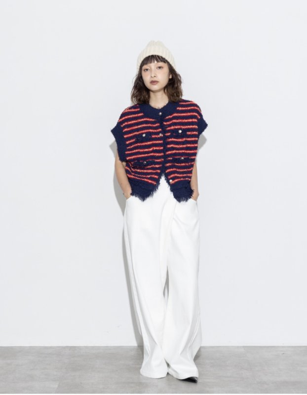 画像3:  期間限定   ご予約ポイント10倍   【10/21 LIVE / Margaux Viintage】ボーダーニットベスト（予約/2） (3)