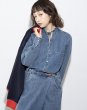 画像3:  おすすめデニムとセットアップ可能   ご予約ポイント5倍   【10/21 LIVE / Margaux Viintage】ライトオンスデニムフリルシャツ（予約/1-2） (3)