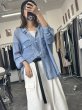 画像2:  MAYUKA愛用リピート買いアイテム   ご予約ポイント10倍   【10/27 LIVE / CYAN TOKYO】デニム転写シフォンシャツ（予約/2-3） (2)