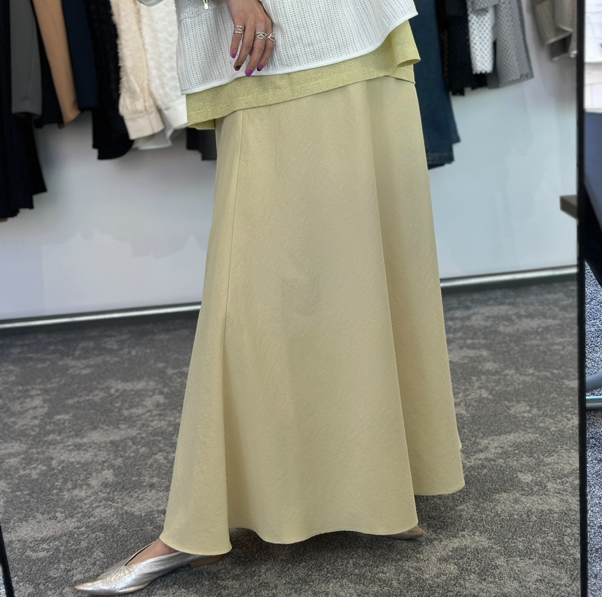 ●CYAN TOKYO●期間限定●ご予約5倍ポイント対象●【10/17 LIVEご紹介アイテム】ヴィンテージツイルフレアスカート（予約/3-4）