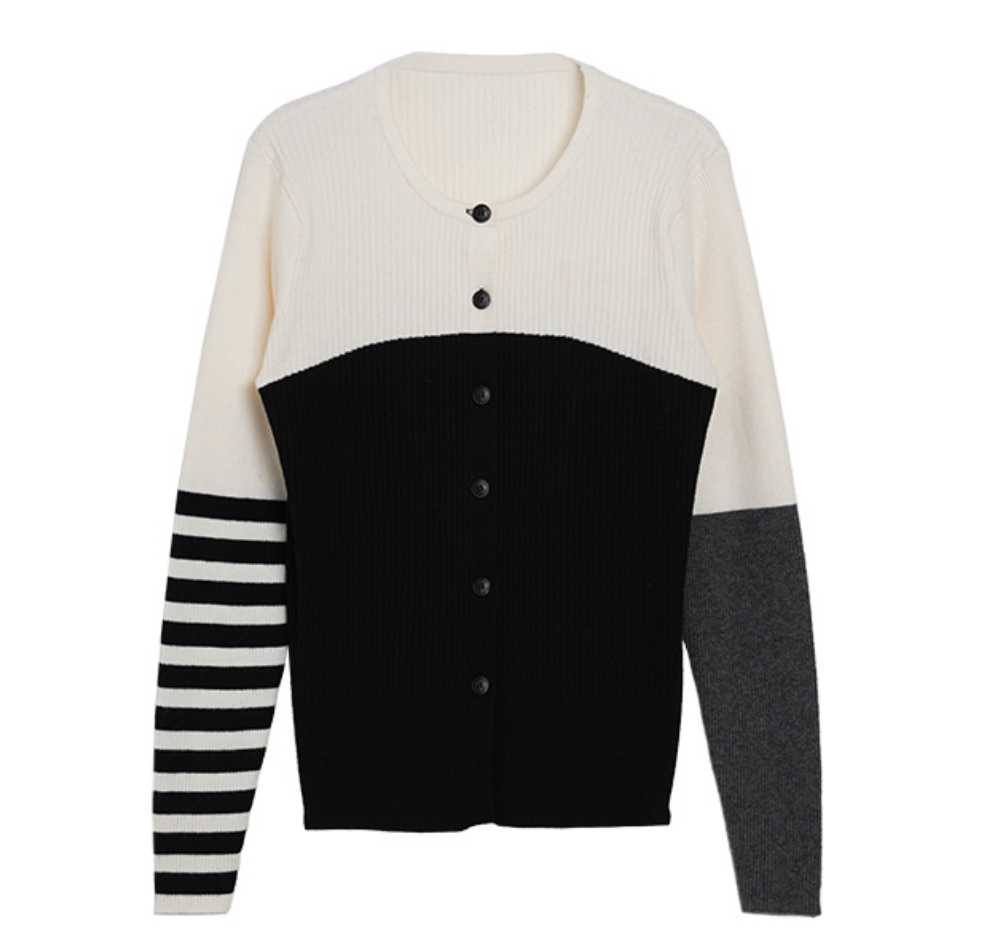 ●メーカー在庫限り●【10/30 LIVEアイテム】アシメボーダーニットカーデ（メーカー確認後お取り寄せ）