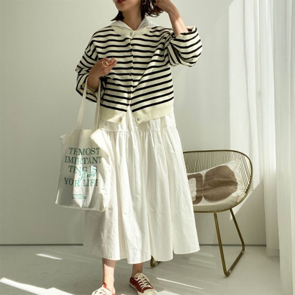 画像13: ●SALE●【liveご紹介アイテム】前後着用OK!2way!! border balloon sleeve cardigan (13)