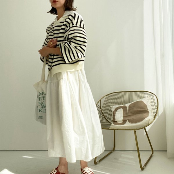 画像14: ●SALE●【liveご紹介アイテム】前後着用OK!2way!! border balloon sleeve cardigan (14)