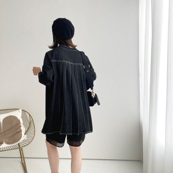 画像10: ●アシメデザイン（セットアップ可能）●【LIVEご紹介アイテム】アシンメトリープリーツデニムジャケット (10)