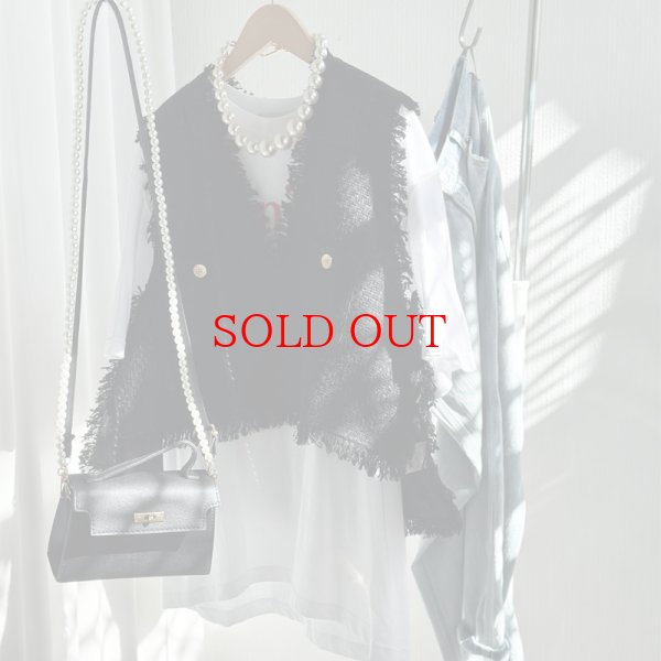 画像6: ●SALE●【12/16 LIVEアイテム】●低身長さんも高身長さんもバランスよく着れるツイードベスト●（ブラック×ホワイト） (6)