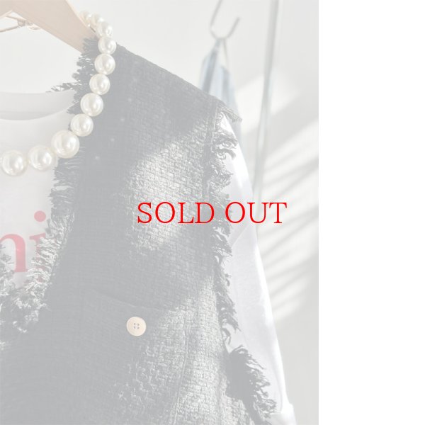 画像16: ●SALE●【12/16 LIVEアイテム】●低身長さんも高身長さんもバランスよく着れるツイードベスト●（ブラック×ホワイト） (16)