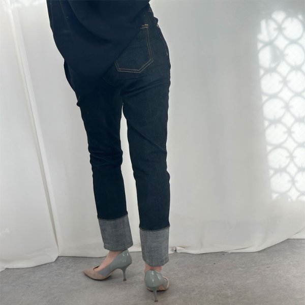 画像6: ●革命デニムシリーズ●【LIVEご紹介アイテム】●受注●裏起毛ロールアップデザインスキニーデニム (6)