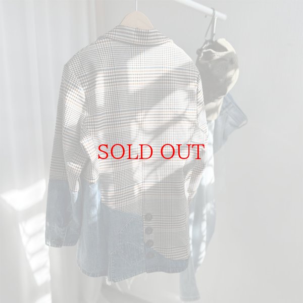画像9: ◆再再再販●チェックとデニムのドッキング【liveご紹介アイテム】denim docking check jacket (9)