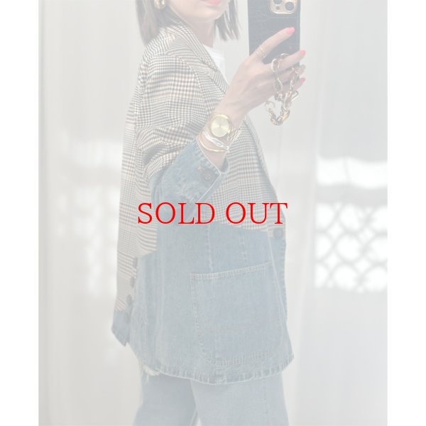 画像4: ◆再再再販●チェックとデニムのドッキング【liveご紹介アイテム】denim docking check jacket (4)