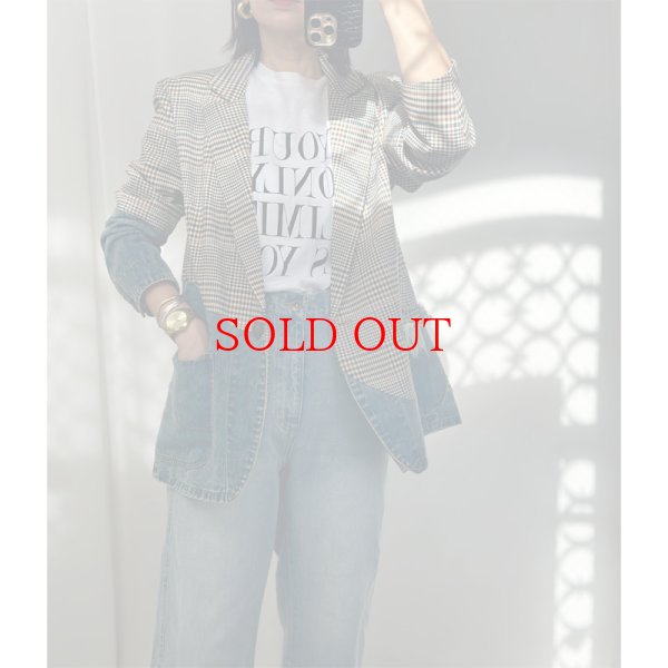 画像3: ◆再再再販●チェックとデニムのドッキング【liveご紹介アイテム】denim docking check jacket (3)