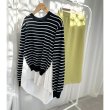 画像6: ●ニットとシャツがドッキング●【liveご紹介アイテム】docking design border knit (6)