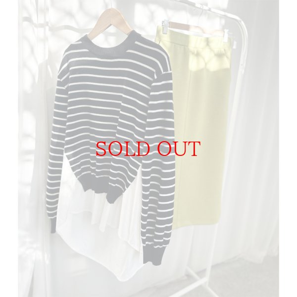 画像6: ●ニットとシャツがドッキング●【liveご紹介アイテム】docking design border knit (6)