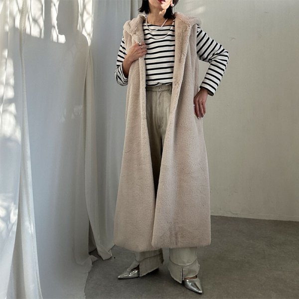 画像3: ●SALE●【liveご紹介アイテム】●hood fur long gilet (3)