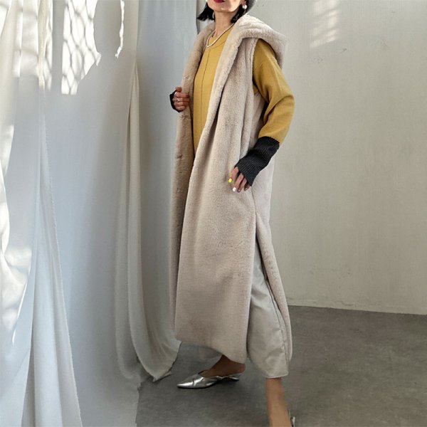 画像9: ●SALE●【liveご紹介アイテム】●hood fur long gilet (9)