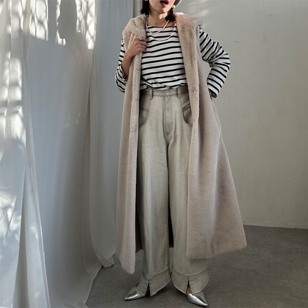 画像4: ●SALE●【liveご紹介アイテム】●hood fur long gilet (4)