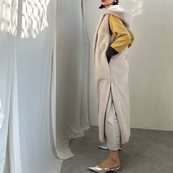 画像6: ●SALE●【liveご紹介アイテム】●hood fur long gilet (6)