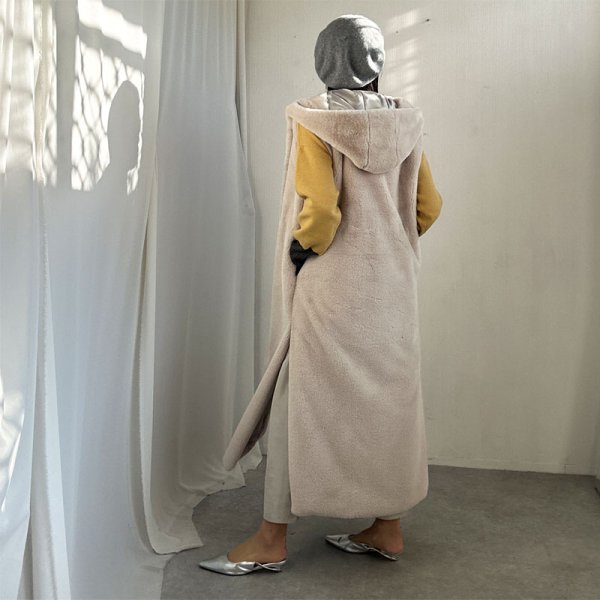 画像10: ●SALE●【liveご紹介アイテム】●hood fur long gilet (10)